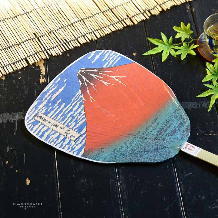 民芸竹うちわ 網入渋うちわ