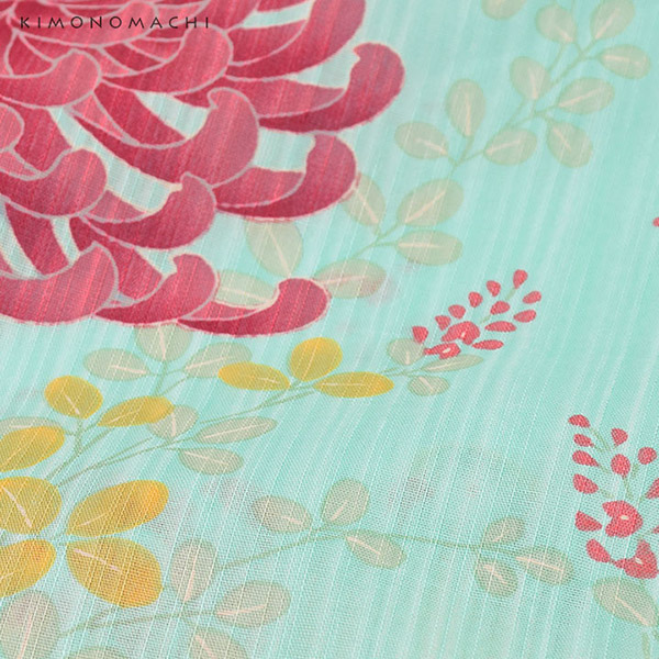 KIMONOMACHI （Prices down）浴衣 レディース セット 作り帯「水色 菊