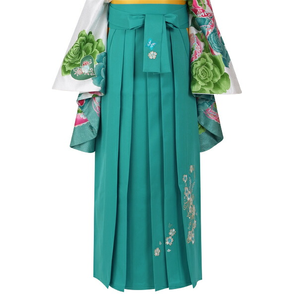 【Prices down】袴 単品 「ターコイズブルー　蝶の刺繍　L/LL」 卒業式 袴 レディース 行燈袴 女性用袴単品 【メール便不可】ss2112hkm10