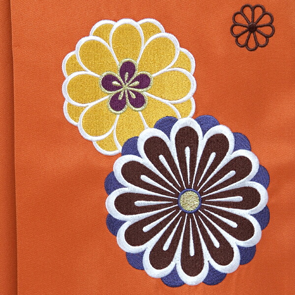 【Prices down】袴 単品 「橙　菊の刺繍　S/M/L/ LL　小さいサイズ 大きいサイズ」 卒業式 袴 レディース 行燈袴 女性用袴単品 【メール便不可】ss2112hkm10