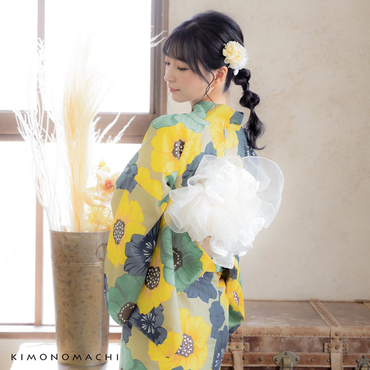 夏　洗える浴衣　吸水速乾　カルキュロ　ぽんぽん菊　エンジ 夏 洗える浴衣 吸水速乾 カルキュロ ぽんぽん菊 エンジ（浴衣