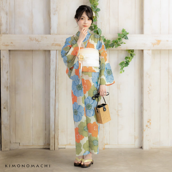 浴衣 レディース 吸水速乾 ポリエステル Fサイズ LLサイズ 単品 京都きもの町オリジナル KIMONOMACHI