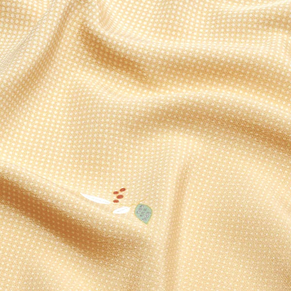 正絹 小紋 反物 着物「薄香色 行儀、南天」日本製 丹後ちりめん 未