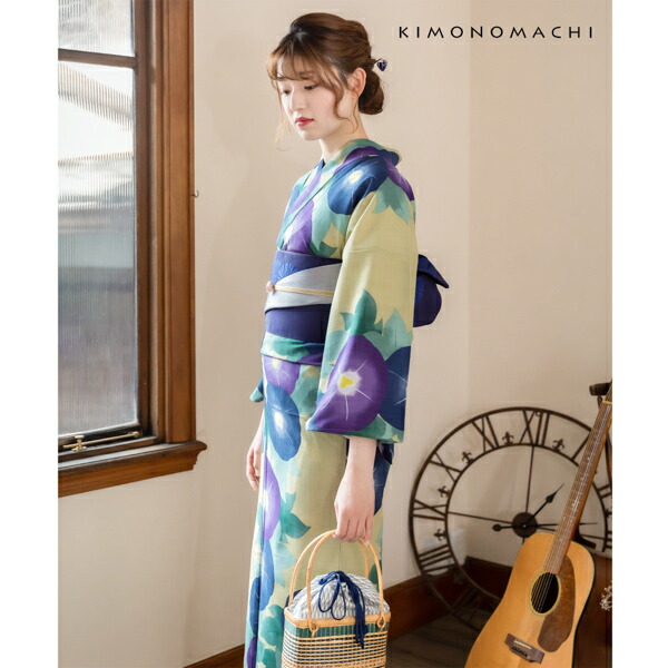 KIMONOMACHI 浴衣 レディース レトロ セット 3点セット 浴衣+帯+刺繍