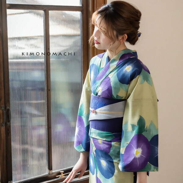 KIMONOMACHI 浴衣 レディース レトロ セット 3点セット 浴衣+帯+刺繍
