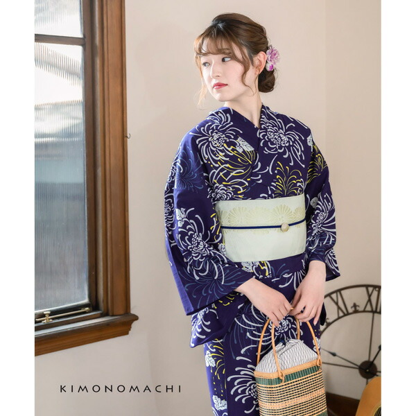 KIMONOMACHI 浴衣 レディース レトロ セット 3点セット 浴衣+帯+