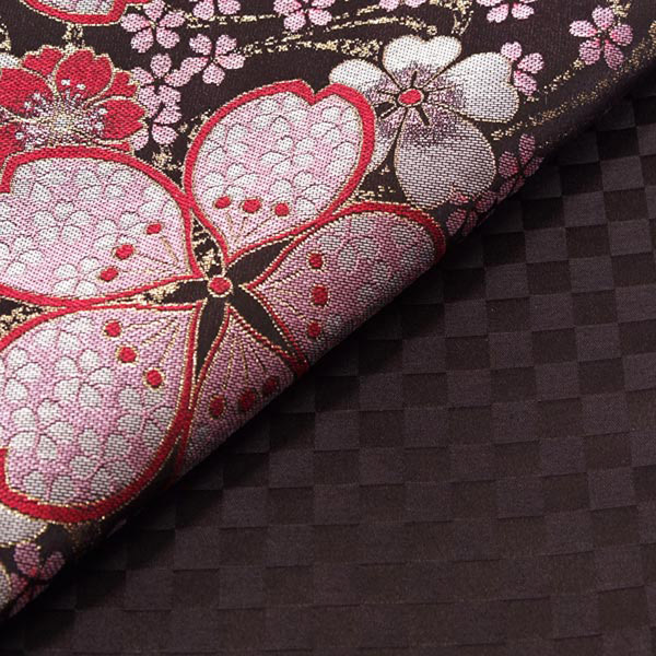 中古品)振袖 帯 振袖用袋帯 「黒 桜」 仕立て上がり 振袖用 礼装