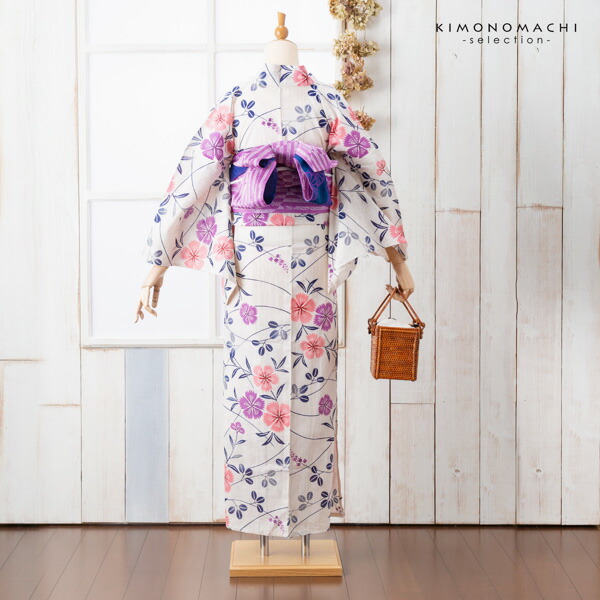 浴衣 レディース 単品 お仕立て上がり浴衣 プレタ「花子倶楽部：生成り