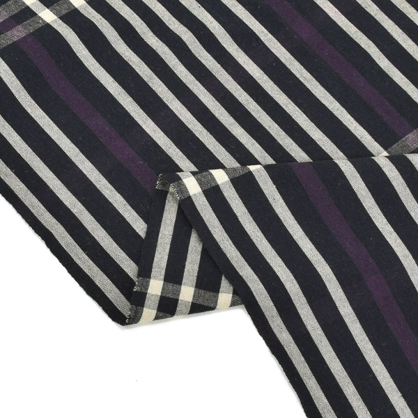 伊勢木綿 洗える着物 単品 「長格子 紫紺×白（夜）」 お仕立て上がり