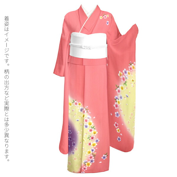 中古美品★振袖★仕立て上がり★B02 送料無料】【中古】 振袖 正絹（展示品 ランクS 黒 赤 桜 紅葉