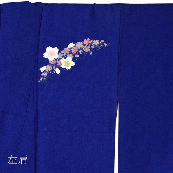 中古品)仕立て上がり 振袖「瑠璃色 桜」貸衣装処分 レンタル処分
