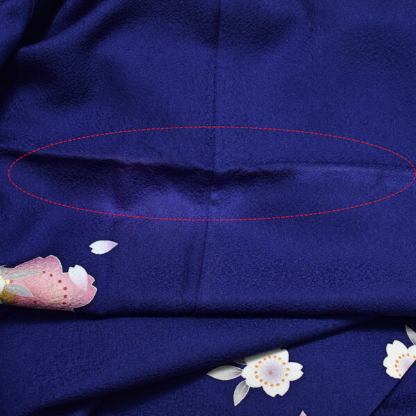 中古美品★振袖★仕立て上がり★B04 中古品)仕立て上がり 振袖「紺藍色 桜花に手鞠」貸衣装処分