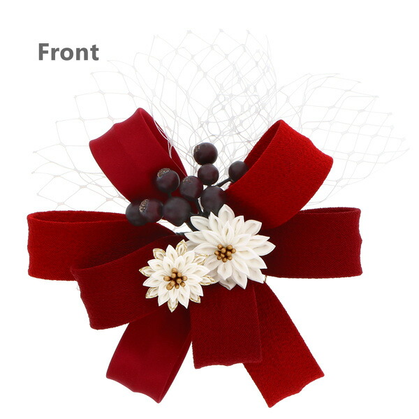 成人式 髪飾り コーム 単品 「リボンフラワー ブラック ベージュ