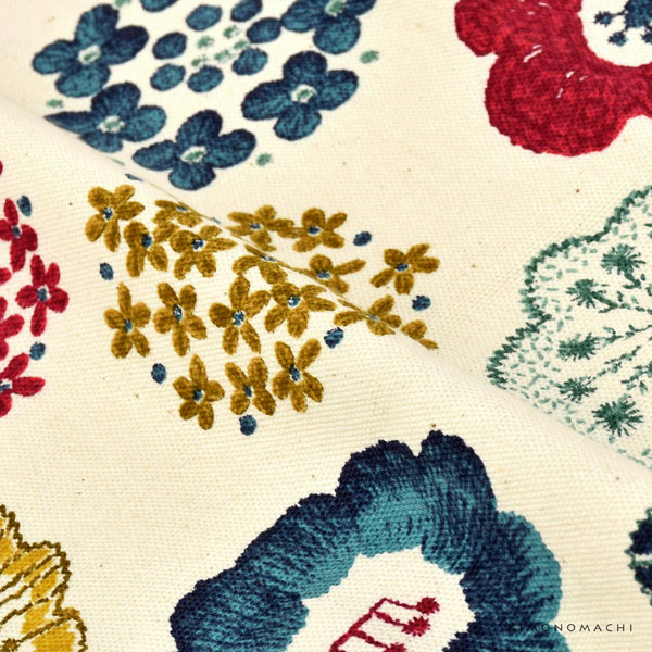 KIMONOMACHI エプロン「生成り色 編み物風のお花」日本製 オシャレ