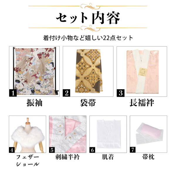 振袖　仮絵羽2枚 未仕立て 振袖 22点セット「紺 吉澤の本格型友禅 四君子」仮絵羽