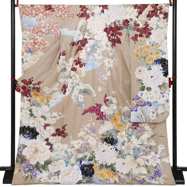未仕立て 振袖 22点セット「Vサンク 薄茶 百華流水」仮絵羽