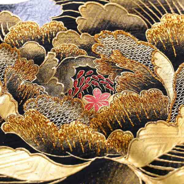 未仕立て 振袖 22点セット「桂由美 深緑 牡丹に流水と鶴」仮絵羽