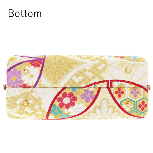 花柄バッグとゴールド草履のセット ゴールド 花柄 和装用バッグと草履セット - 着物・浴衣高価