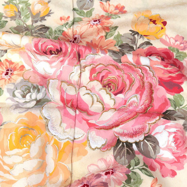 未仕立て 振袖 単品 リズリサ LIZ LISA 「クリーム色 ローズ