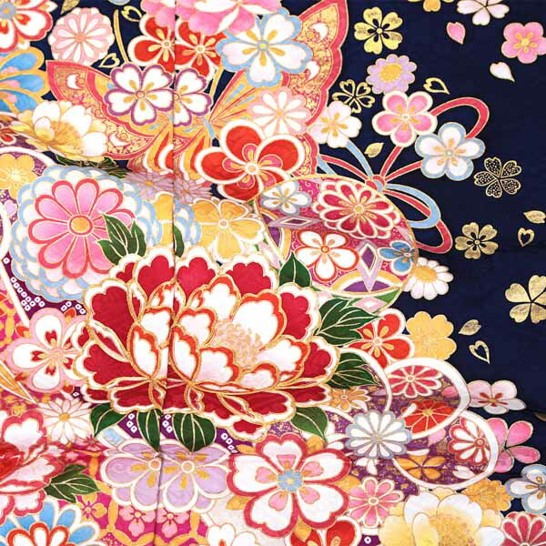 振袖　未仕立て品　75-1003 未仕立て 振袖 22点セット「OLD&NEW 振袖仮絵羽 OLD&NEW 牡丹