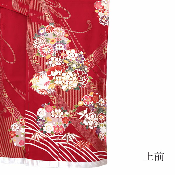 専用ページ振袖単品　未仕立て品　正絹　白地 単品振袖 成人式振袖購入 s3301-1 白地に緑ぼかし/辻が花文様