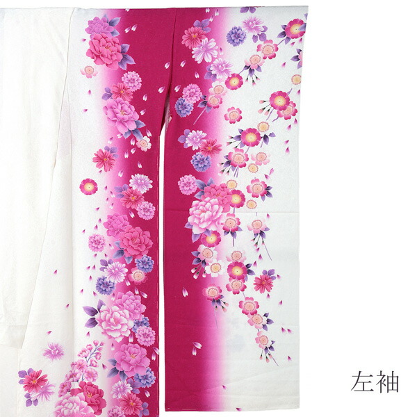 未仕立て 振袖 22点セット「Dear 墨黒 牡丹と藤花」仮絵羽
