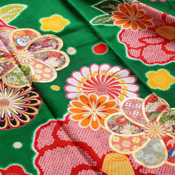 未仕立て 振袖 22点セット「緑 紅椿に菊梅」仮絵羽 振り袖 正絹 着物 ブランド振袖 成人式 結婚式 結納 パーティー 晴れ着 【メール便不可】