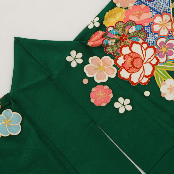未仕立て 振袖 22点セット「緑 流水に菊梅桜牡丹笹」仮絵羽 振り袖 正絹 着物 ブランド振袖 成人式 結婚式 結納 パーティー 晴れ着 【メール便不可】