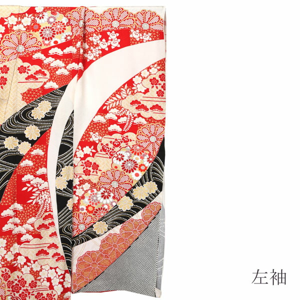 未仕立て 振袖 単品「象牙色地　熨斗取りに菊」日本製 仮絵羽 振り袖 正絹 着物 レディース 成人式 結婚式 結納 パーティー 晴れ着(メール便不可)_3