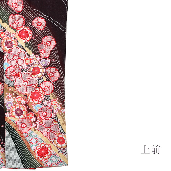 未仕立て 振袖 単品「暗紫色 雪芝取りに花紋」日本製 仮絵羽 振り袖 正絹 着物 レディース 成人式 結婚式 結納 パーティー 晴れ着【メール便不可】 未仕立て 振袖 単品「暗紫色 雪芝取りに花紋」日本製 仮絵羽 振り袖