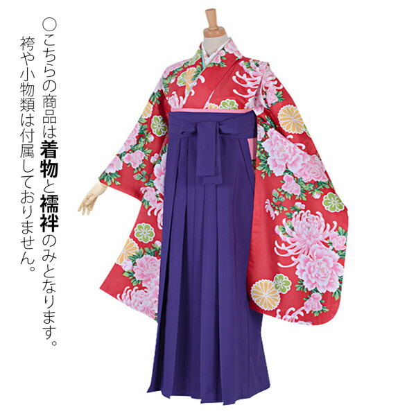 【訳アリ】【中古品】ジュニア用 振袖単品「赤　菊牡丹」仕立て上がり 襦袢プレゼント 小振袖 着物 子ども 子供 キッズ ジュニア 女の子 卒業式 小学校 小学生 中学校 中学生 十三参り 十三詣り 1/2成人式 ハーフ成人式 貸衣装処分 レンタル処分品 【メール便不可】