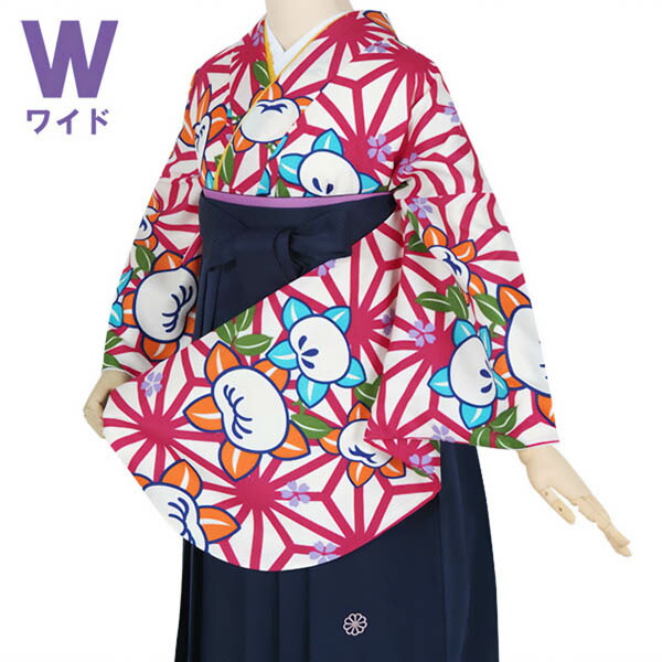 【中古品】二尺袖 単品「ワイドサイズ 白紫 麻の葉に橘」貸衣装処分 レンタル処分品 卒業式 【メール便不可】