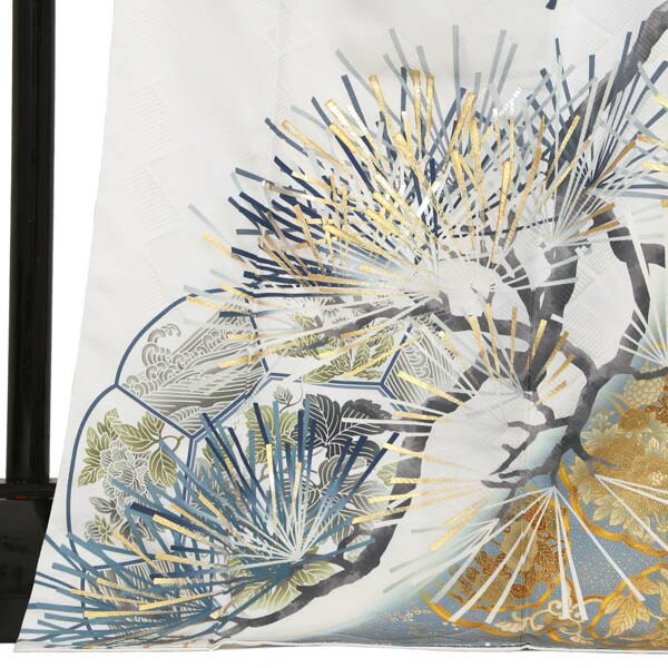 未仕立て 振袖 22点セット「Vサンク シルバーグレー 松葉」仮絵羽 振り袖 正絹 着物 ブランド振袖 成人式 結婚式 結納 パーティー 晴れ着 【メール便不可】