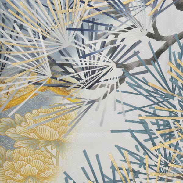 未仕立て 振袖 22点セット「Vサンク シルバーグレー 松葉」仮絵羽 振り袖 正絹 着物 ブランド振袖 成人式 結婚式 結納 パーティー 晴れ着 【メール便不可】