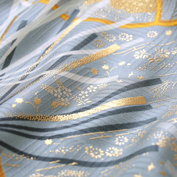 未仕立て 振袖 22点セット「Vサンク シルバーグレー 松葉」仮絵羽 振り袖 正絹 着物 ブランド振袖 成人式 結婚式 結納 パーティー 晴れ着 【メール便不可】