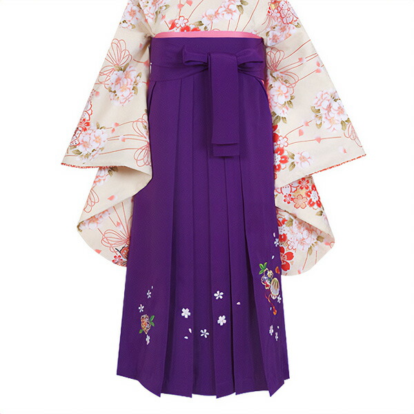 中古品)袴 単品「紫×刺繍 3S/SS」卒業式 袴 レディース 行燈袴 女性用 