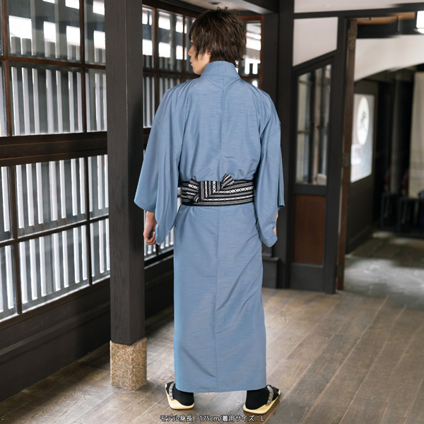 着物 男性 洗える着物 メンズ着物 単衣着物と角帯の2点セット