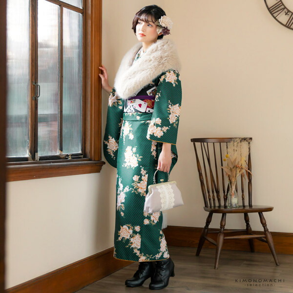 レース がま口バッグ「チャコールグレー・ベージュグレー」バッグ