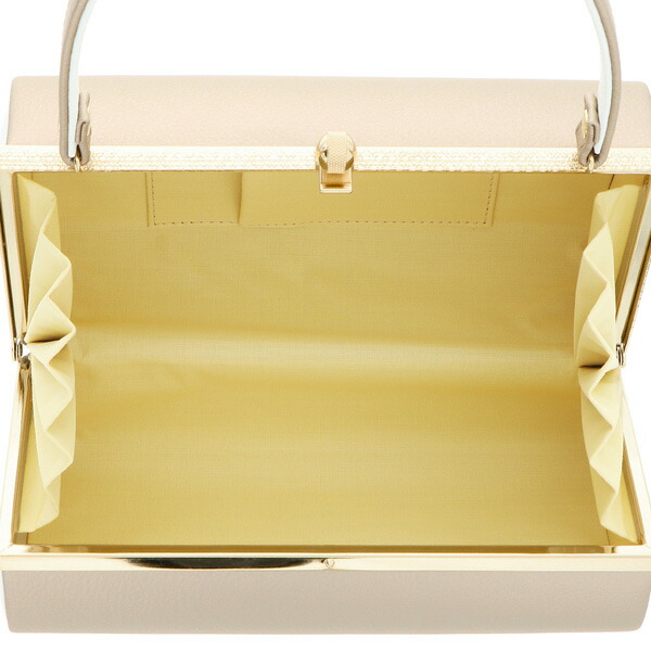 振袖 草履バッグセット「エンボス ベージュゴールド×ホワイト」Fサイズ