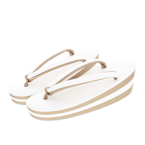 振袖 草履バッグセット「エンボス ベージュゴールド×ホワイト」Fサイズ