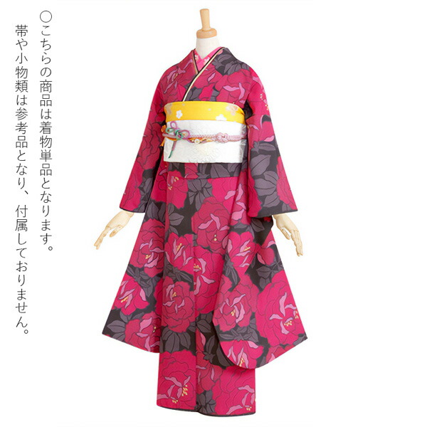 【訳アリ】【中古品】仕立て上がり 振袖 単品「黒×ピンク 薔薇」貸衣装処分 レンタル処分品【メール便不可】