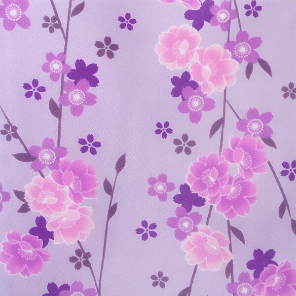 【中古品】二尺袖 単品「藤紫　しだれ桜」貸衣装処分 レンタル処分品 卒業式【メール便不可】