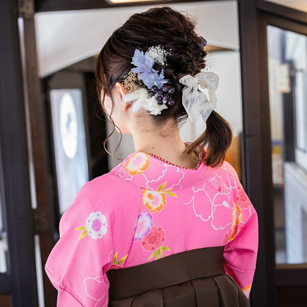 【中古品】二尺袖 単品「ピンク　枝桜」貸衣装処分 レンタル処分品 卒業式【メール便不可】