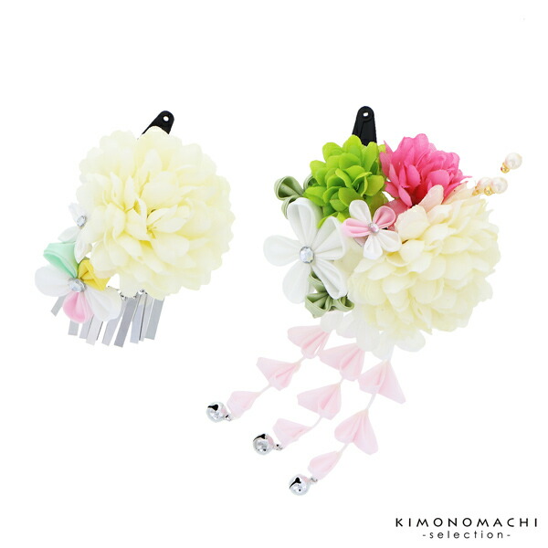 可愛い小花たくさんの髪飾り♡ 七五三髪飾り　 dkxh様　order page♡ 七五三 髪飾り 三歳「つまみ細工 お花の髪飾り 白 933」お花のパッチン