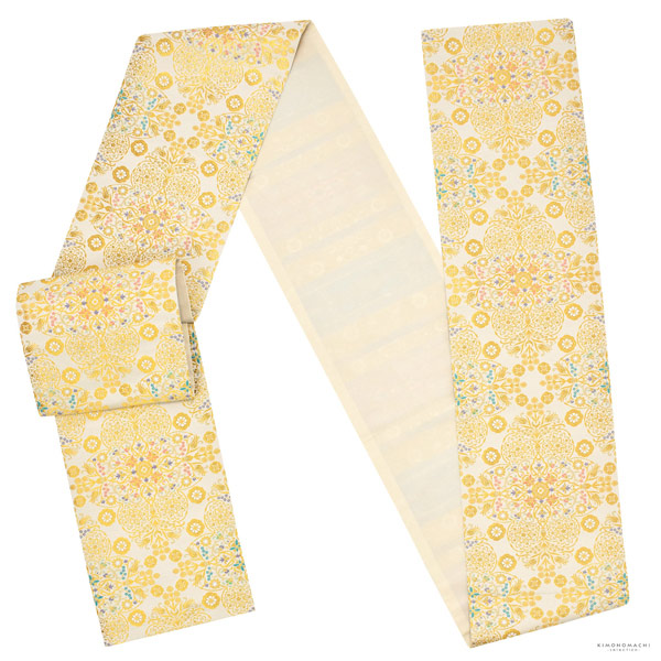 礼装向け 袋帯 単品 お仕立て上がり「白 聖樹文様」フォーマル 全通柄