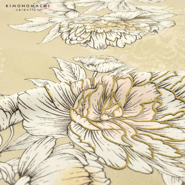 【取り寄せ商品】二尺袖着物 単品 百華小紋「牡丹 サンドベージュ」日本製 お仕立て上がり レディース 洗える着物 二尺袖 着物 袴に合わせて 卒業式 謝恩会に＜U＞【メール便不可】 二尺袖着物 単品 百華小紋「牡丹 サンドベージュ」日本製 お仕立て