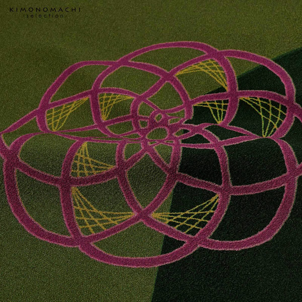 二尺袖着物 単品 絵羽「梅結び 抹茶色」日本製 お仕立て上がり