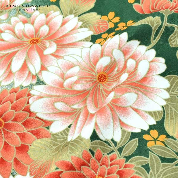 袴 セット 卒業式 女性 4点セット「二尺袖：緑黒ボカシ地 菊に藤＋袴