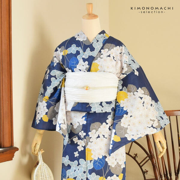 生田絵梨花 ブランド浴衣単品 「あじさい 紺」浴衣 レディース Fサイズ