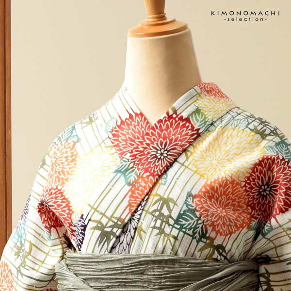 三勝 浴衣 単品 お仕立て上がり浴衣単品 「竹垣に菊」 レディース